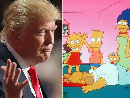 Die Simpsons und Donald Trump, der Kandidat der Republikaner für die US-Wahl