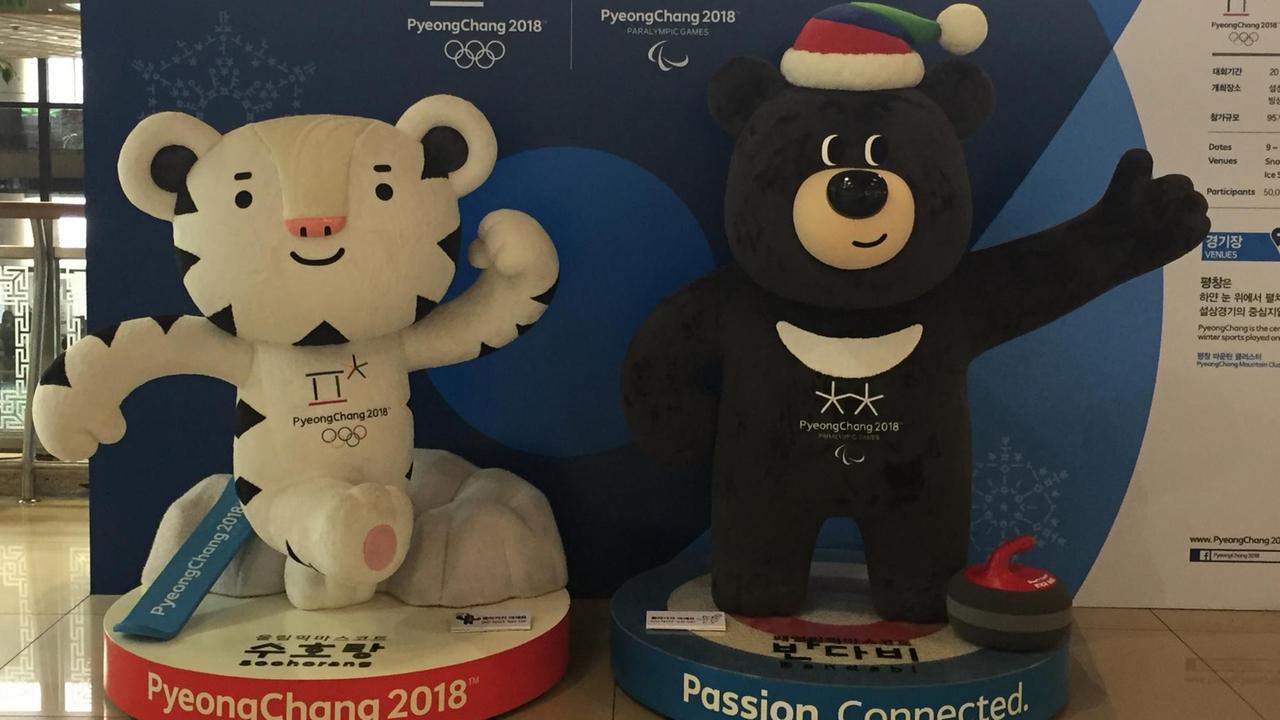 Die Maskottchen der Olympischen Winterspiele 2018 in Pyoengchang.
