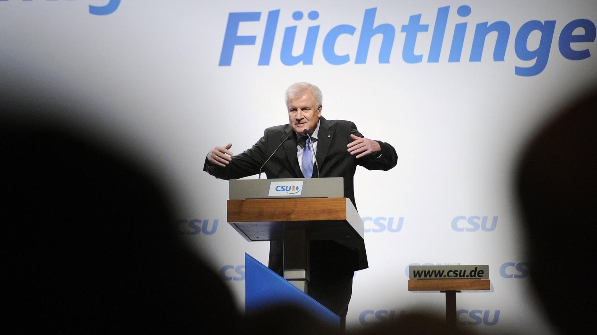 Horst Seehofer gestikuliert am Rednerpult. Horst Seehofer gestikuliert am Rednerpult.