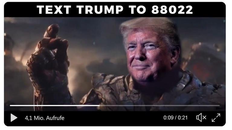 Screenshot des Memes, in dem der Kopf von US-Präsident Donald Trump auf den Filmheld Thanos montiert wurde