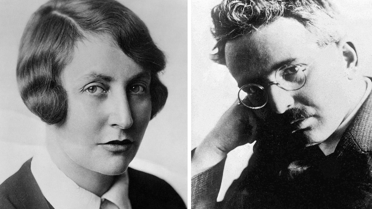 Eine Montage zeigt historische Porträtaufnahmen von Dora Kellner und Walter Benjamin. Eine Montage zeigt historische Porträtaufnahmen von Dora Kellner und Walter Benjamin.