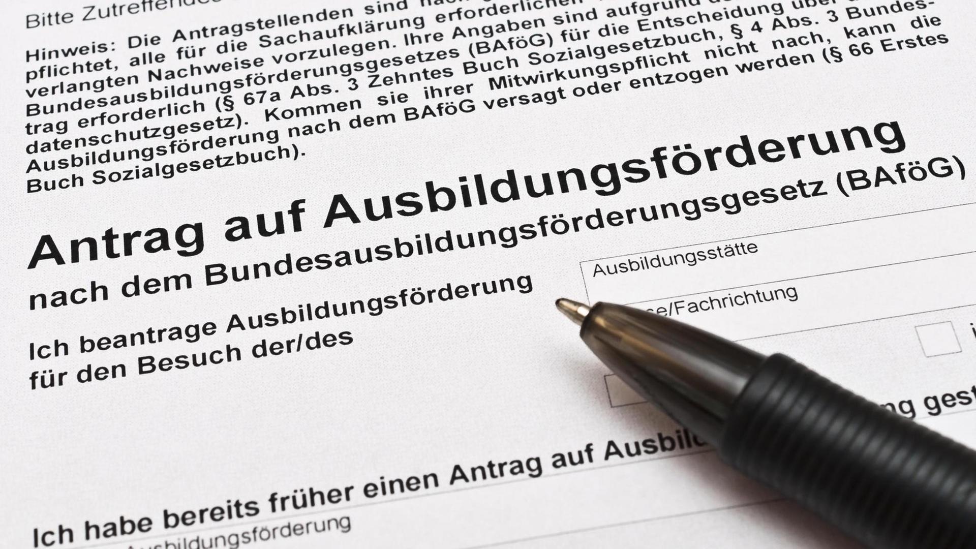 Ein Antrag auf Ausbildungsförderung (BAföG) Ein Antrag auf Ausbildungsförderung (BAföG)