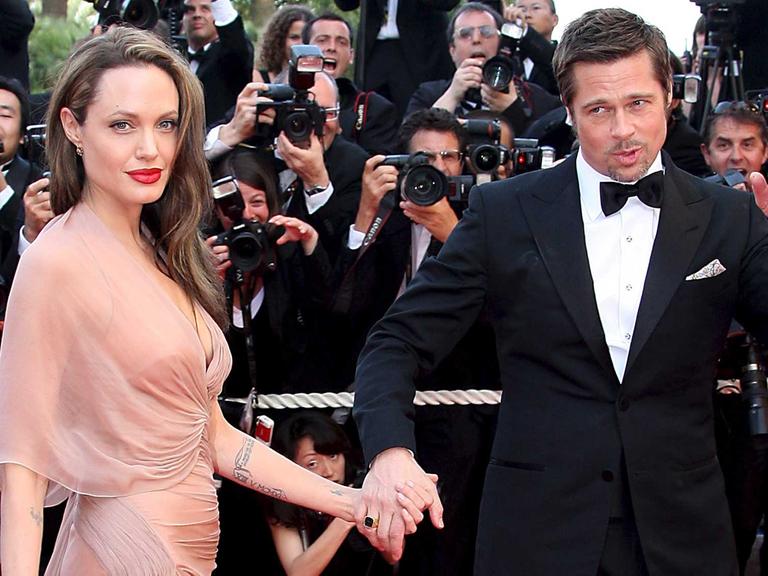 Das US-amerikanische Schauspielerpaar Angelina Jolie und Brad Pitt bei den 62. Filmfestspielen in Cannes 2009 bei der Gala des Films "Inglourious Basterds".