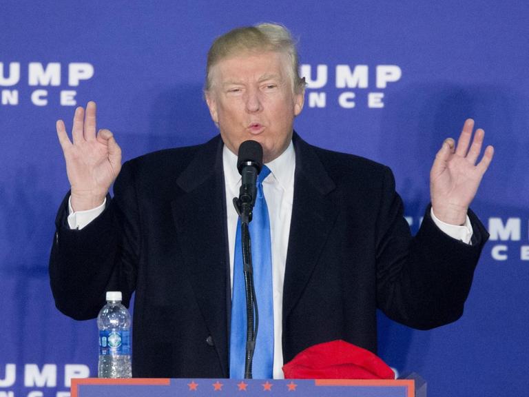 Sie sehen Donald Trump bei einem Wahlkampfauftritt in Leesburg, Virginia, kurz vor der Wahl.