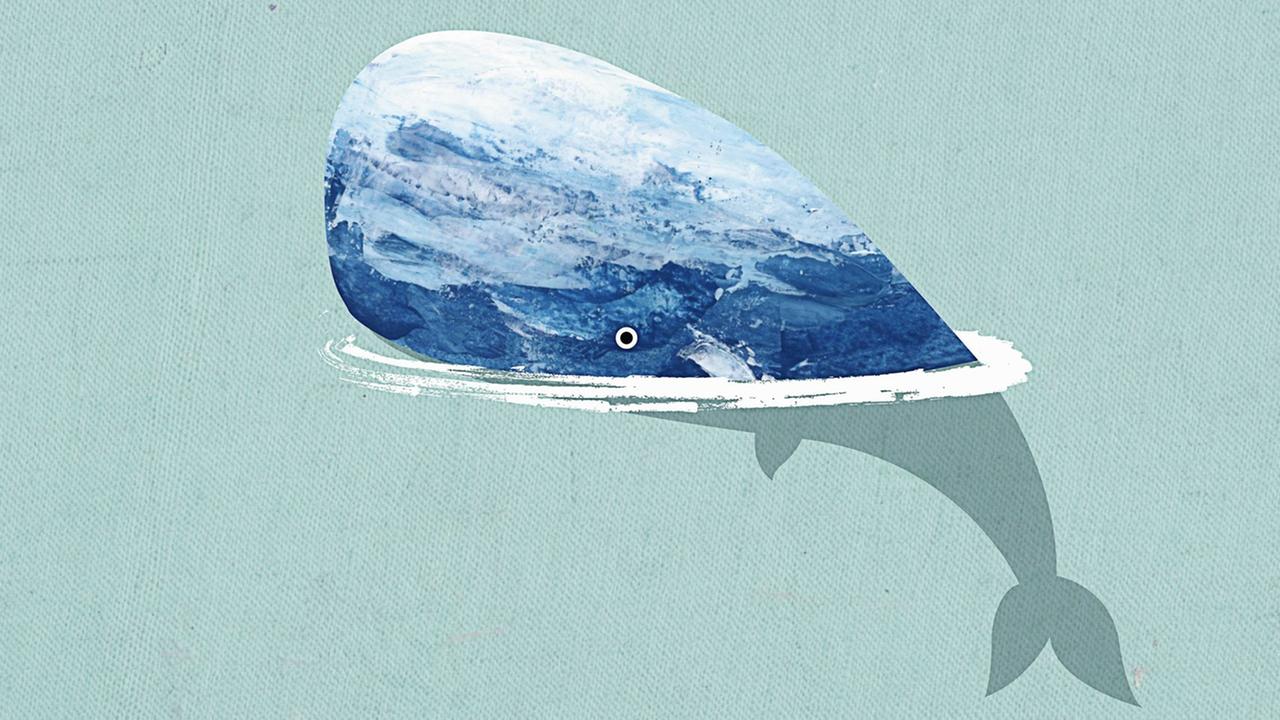 Eine Illustration zeigt einen Wal im Meer. Eine Illustration zeigt einen Wal im Meer.