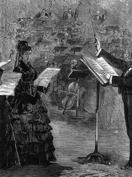 Giuseppe Verdi (1813-1901), compositeur italien dirige la messe de Requiem (Messa di Requiem per l anniversario della morte di alessandro Manzoni) a Paris a l opera comique en 1874. !AUFNAHMEDATUM GESCHÄTZT! PUBLICATIONxINxGERxSUIxAUTxHUNxONLY SOC01099 Giuseppe Verdi 1813 1901 Italy dirige La trade Fair de Requiem Messa Tue Requiem per l anniversario della Morte Tue Alessandro Manzoni a Paris a l Opera Comique en 1874 date estimated PUBLICATIONxINxGERxSUIxAUTxHUNxONLY SOC01099