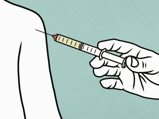 Illustration einer Impfung bei einem Kind.
