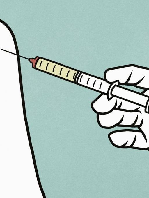 Illustration einer Impfung bei einem Kind.