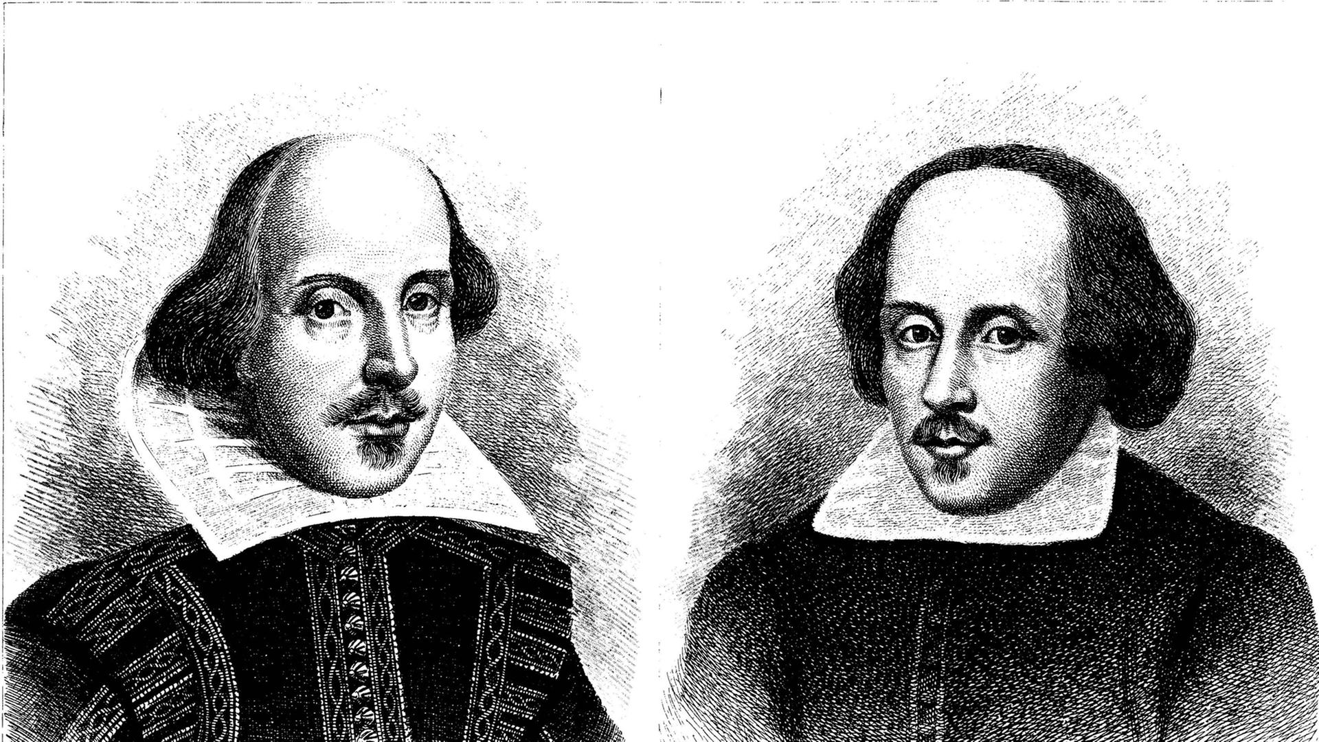 Zwei der bekanntesten Bildnisse des 17. Jahrhunderts: William Shakespeare. Zwei der bekanntesten Bildnisse des 17. Jahrhunderts: William Shakespeare.