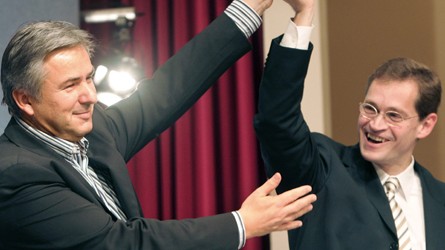 Der Regierende Bürgermeister Klaus Wowereit und SPD-Landeschef Michael Müller - ein eingespieltes Team Der Regierende Bürgermeister Klaus Wowereit und SPD-Landeschef Michael Müller - ein eingespieltes Team