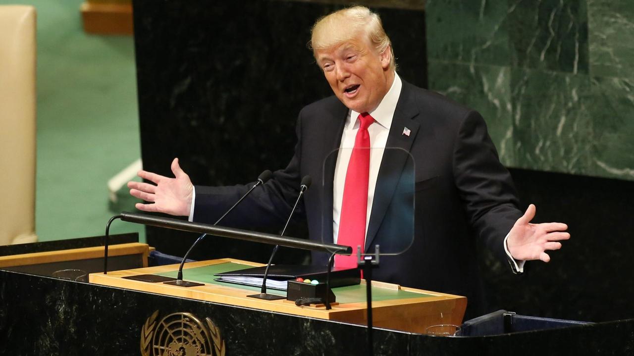 US-Präsident Donald Trump spricht vor der UN-Vollversammlung. US-Präsident Donald Trump spricht vor der UN-Vollversammlung.