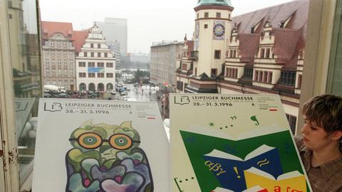 Da war die Messe noch im Herzen der Stadt: Blick aus dem Messehaus am Markt auf das Leipziger Rathaus.