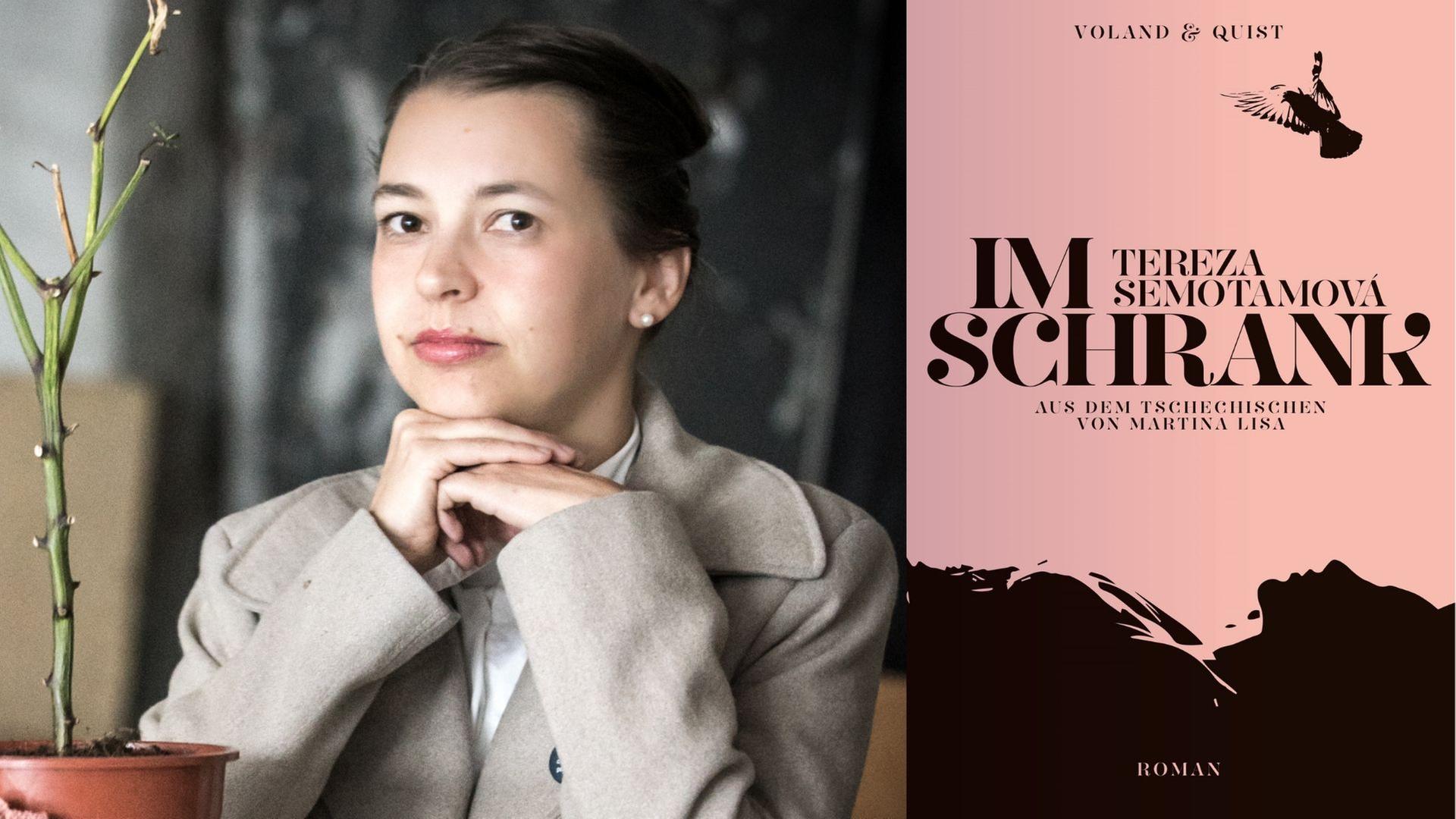 Zu sehen ist die Autorin Tereza Semotamová und ihr Roman "Im Schrank".