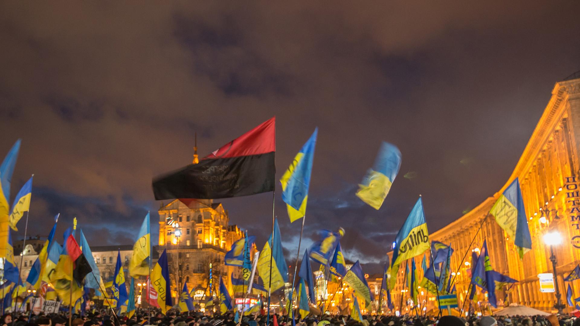 Demonstranten auf dem Maidan, dem Platz der Unabhängigkeit in Kiew. Demonstranten auf dem Maidan, dem Platz der Unabhängigkeit in Kiew.
