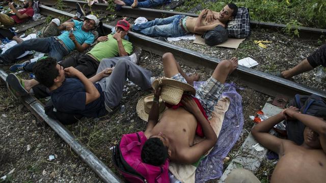 Migranten aus Zentralamerika auf dem Weg durch Mexiko in Chiapas.|