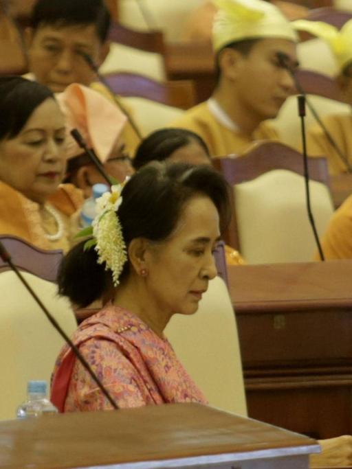 Aung San Suu Kyi im neuen Parlament in Myanmar.