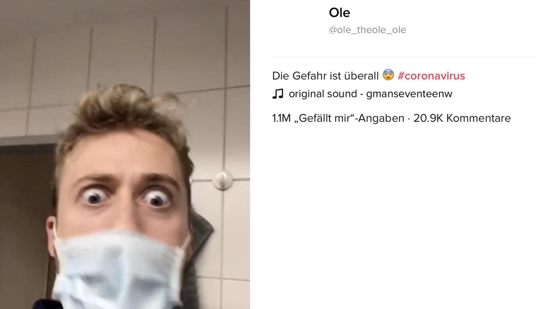 Ein Screenshot von einem Tik Tok #coronavirus Video. Ein Screenshot von einem Tik Tok #coronavirus Video.