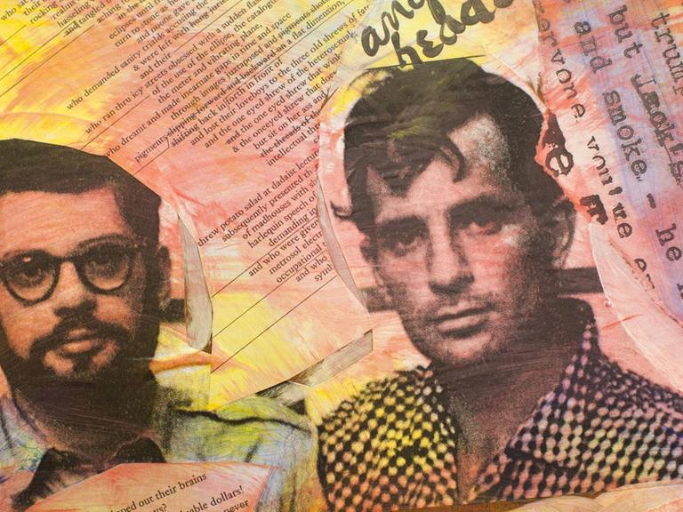 Die Beat-Schriftsteller Allen Ginsberg und Jack Kerouac in einer Collage, die im "Beat Museum“ in San Francisco hängt.