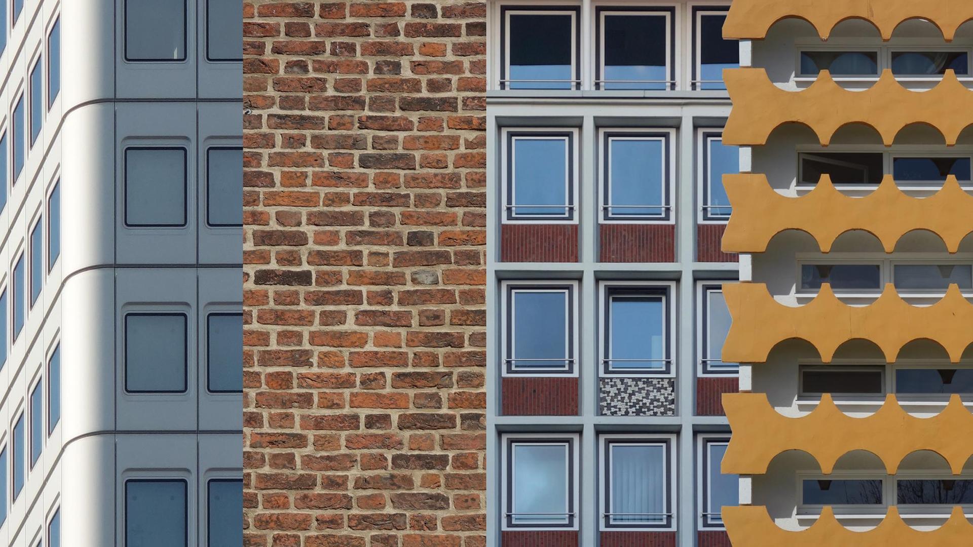 Collage von vier verschiedenen Hausfassaden. Collage von vier verschiedenen Hausfassaden.