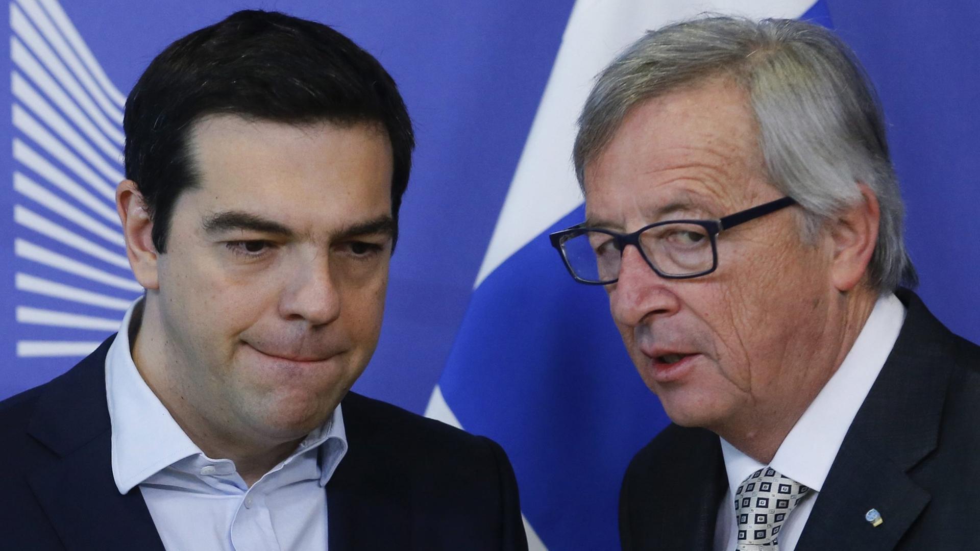 Der griechische Ministerpräsident Alexis Tsipras (l.) zu Gast beim Präsidenten der Europäischen Kommission, Jean-Claude Juncker. Der griechische Ministerpräsident Alexis Tsipras (l.) zu Gast beim Präsidenten der Europäischen Kommission, Jean-Claude Juncker.
