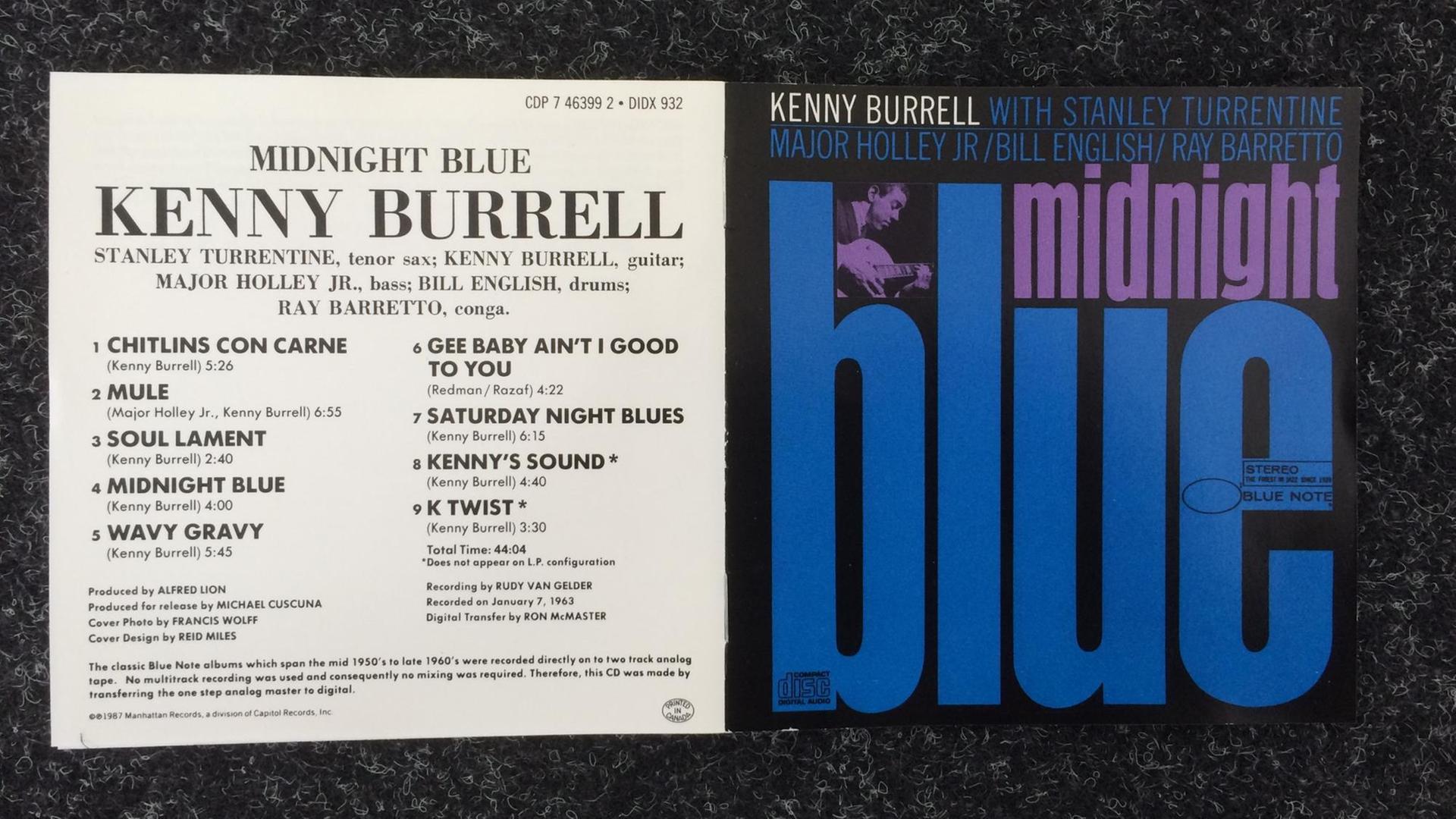 CD Cover der CD "Midnight Blue" von Kenny Burrell CD Cover der CD "Midnight Blue" von Kenny Burrell