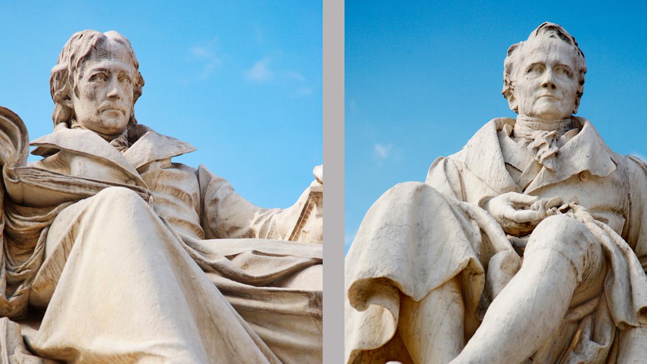Denkmäler von Alexander (r.) und Wilhelm von Humboldt vor der Humboldt-Universität in Berlin, einer der bundesdeutschen Eliteuniversitäten.