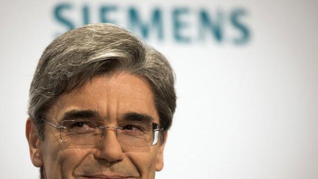 Siemens-Chef Joe Kaeser während einer Präsentation der Quartalszahlen auf einer Pressekonferenz in Berlin am 07.05.2014