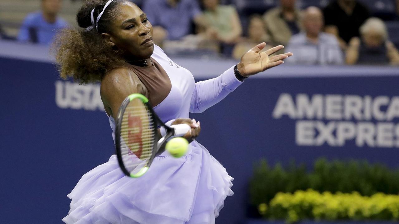 Das Bild zeigt Serena Williams aus den USA im Halbfinale der US-Open in New York gegen Anastasija Sevastova aus Lettland. Das Bild zeigt Serena Williams aus den USA im Halbfinale der US-Open in New York gegen Anastasija Sevastova aus Lettland.