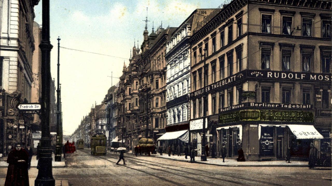 Postkartenansicht der Leipziger Straße Ecke Friedrichstraße mit dem Gebäude des Berliner Tageblatt von 1935. Postkartenansicht der Leipziger Straße Ecke Friedrichstraße mit dem Gebäude des Berliner Tageblatt von 1935.