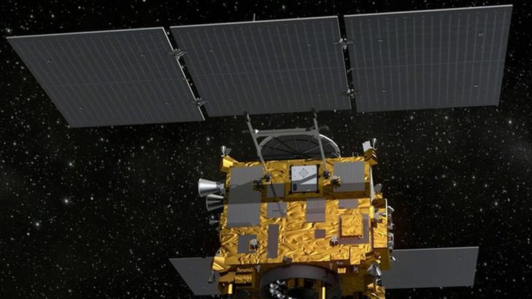 Hayabusa-2 im All (Zeichnung) Hayabusa-2 im All (Zeichnung)