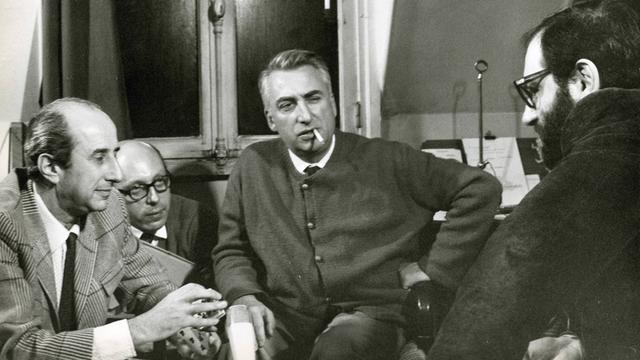 Die drei Schriftsteller Giulio Macchi, Roland Barthes und Umberto Eco