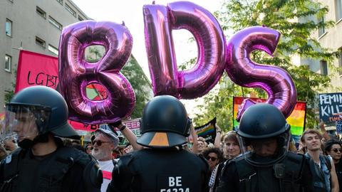 Die Bewegung BDS beim Radical Queer March in Berlin 2019.