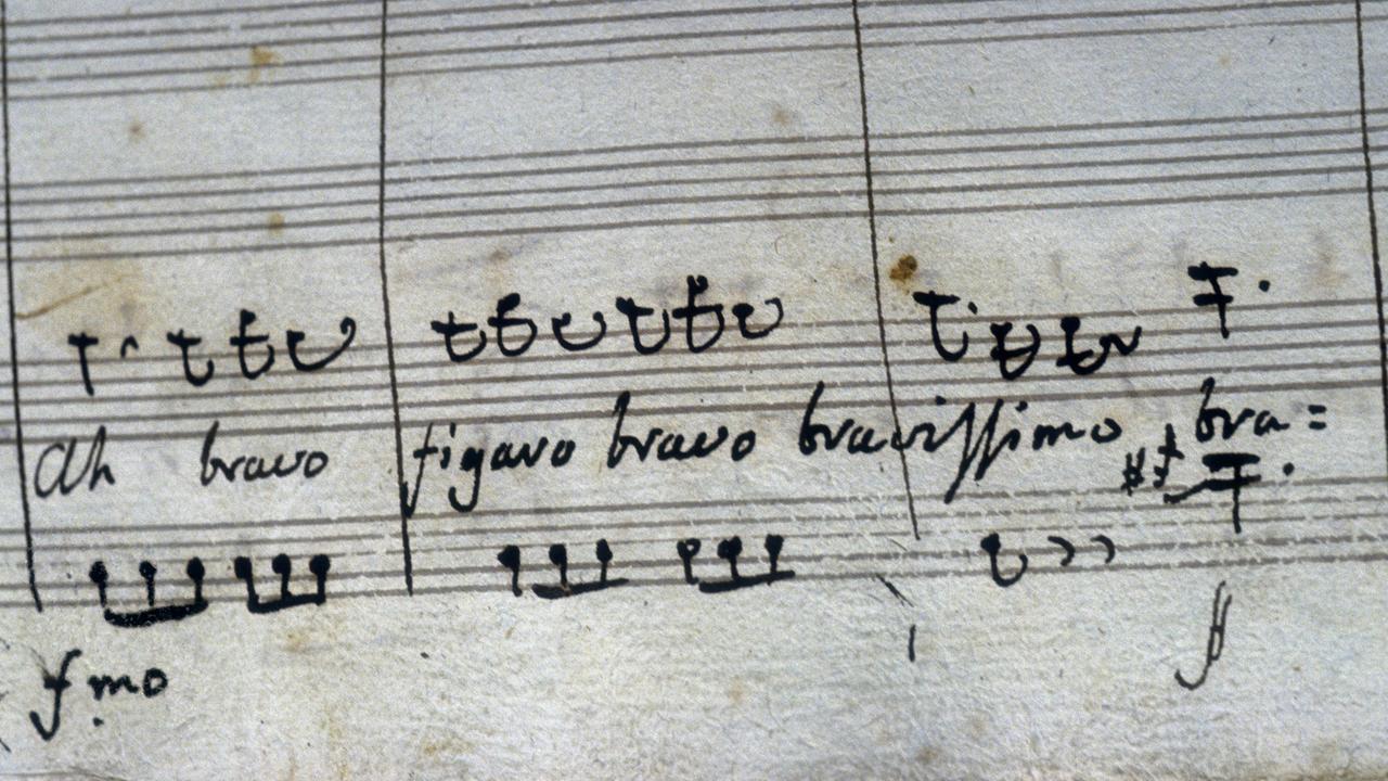 Eine handgeschriebene Partitur von Rossinis Oper "Der Barbier von Sevilla" Eine handgeschriebene Partitur von Rossinis Oper "Der Barbier von Sevilla"