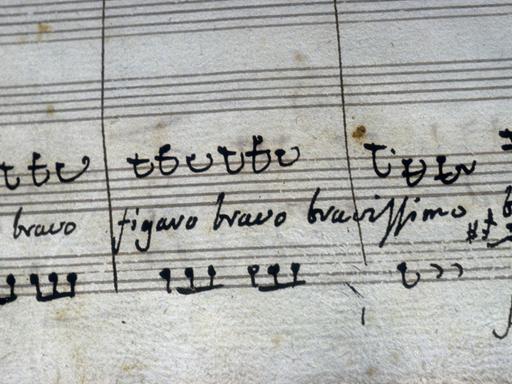 Eine handgeschriebene Partitur von Rossinis Oper "Der Barbier von Sevilla"