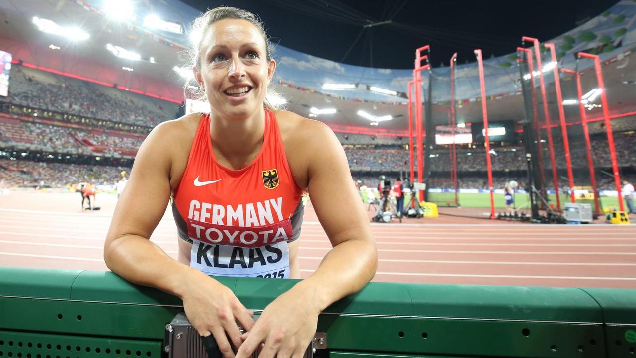 Die Hammerwerferin Kathrin Klaas während des WM-Finales in Peking 2015. Die Hammerwerferin Kathrin Klaas während des WM-Finales in Peking 2015.