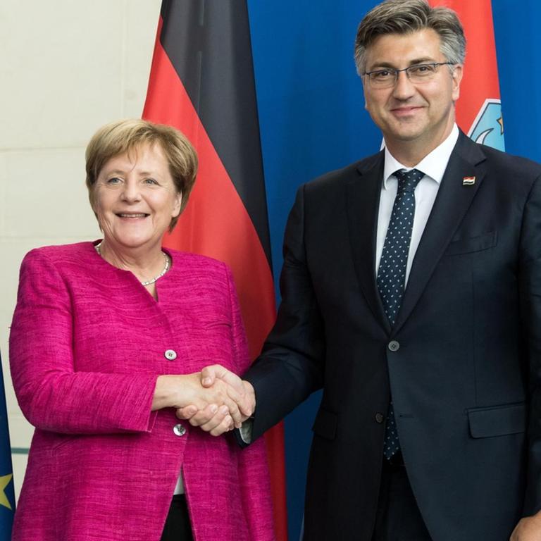 Bundeskanzlerin Angela Merkel (CDU) und Andrej Plenkovic, Ministerpräsident von Kroatien.