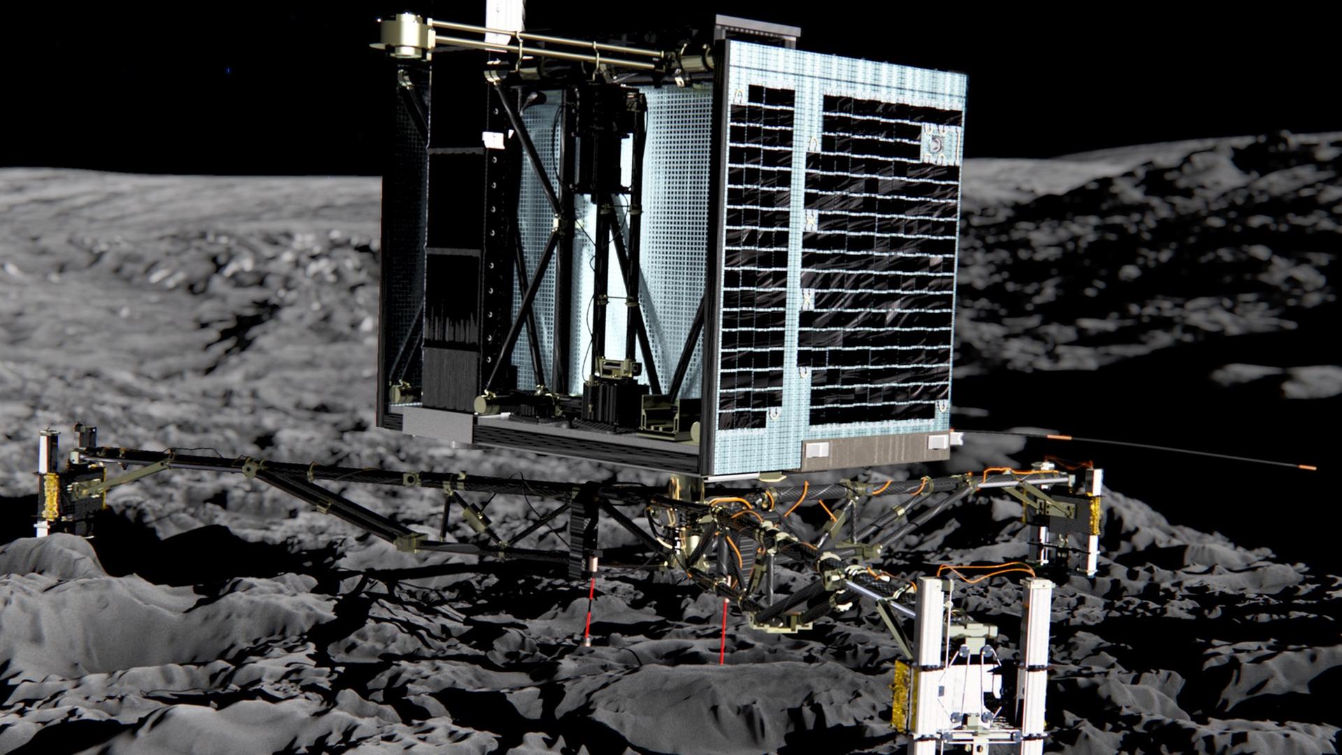 Eine ESA-Grafik zeigt das Landegerät "Philae" Eine ESA-Grafik zeigt das Landegerät "Philae"