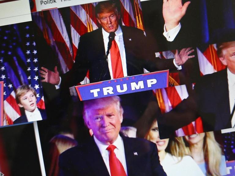 Verschiedene Homepages, auf denen über Donald Trump als Wahlsieger bei den Präsidentschaftswahlen in den USA berichtet wird.