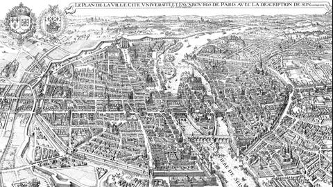 Historisches Stadtbild aus dem 18. Jahrhundert von Paris, Frankreich