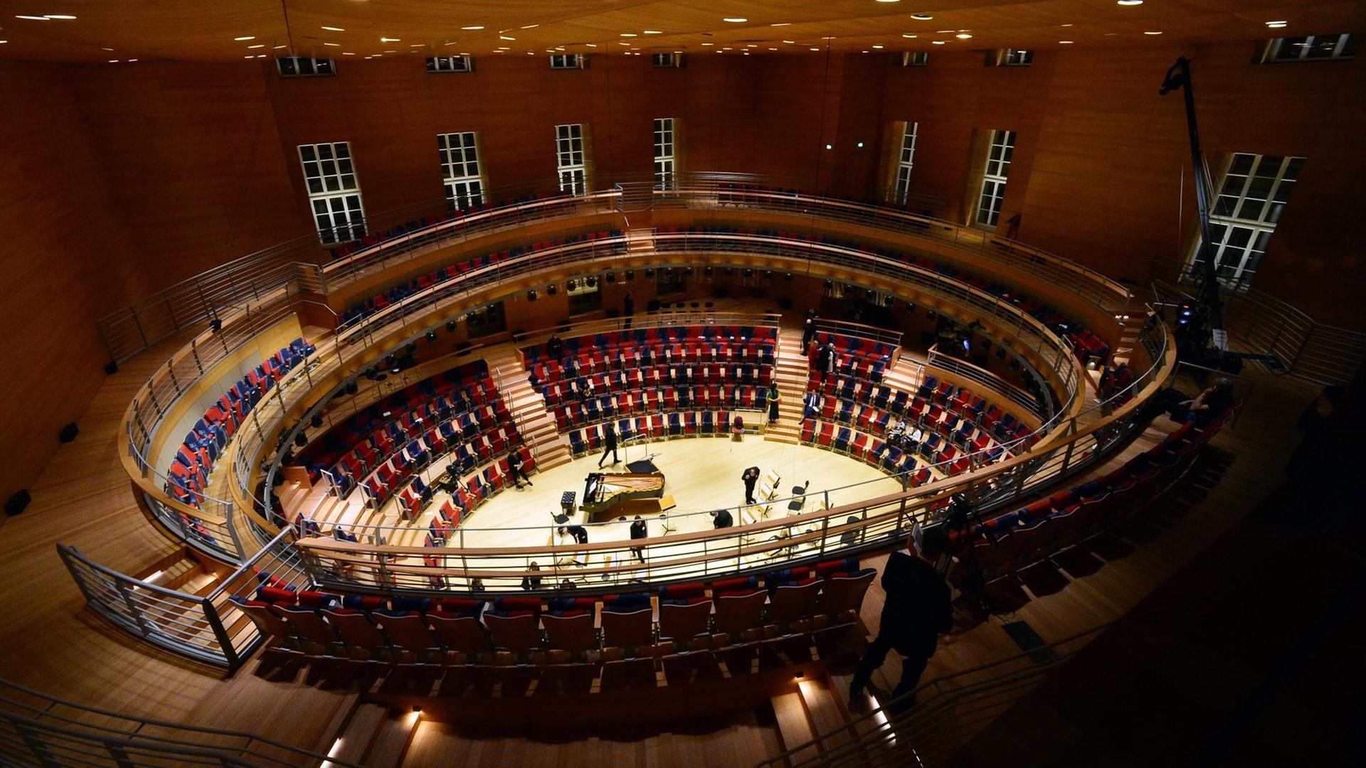 Der Pierre Boulez Saal in der Barenboim Said Akademie in Berlin ist am 04.03.2017 in der Pause des Eröffnungskonzerts fast menschenleer.