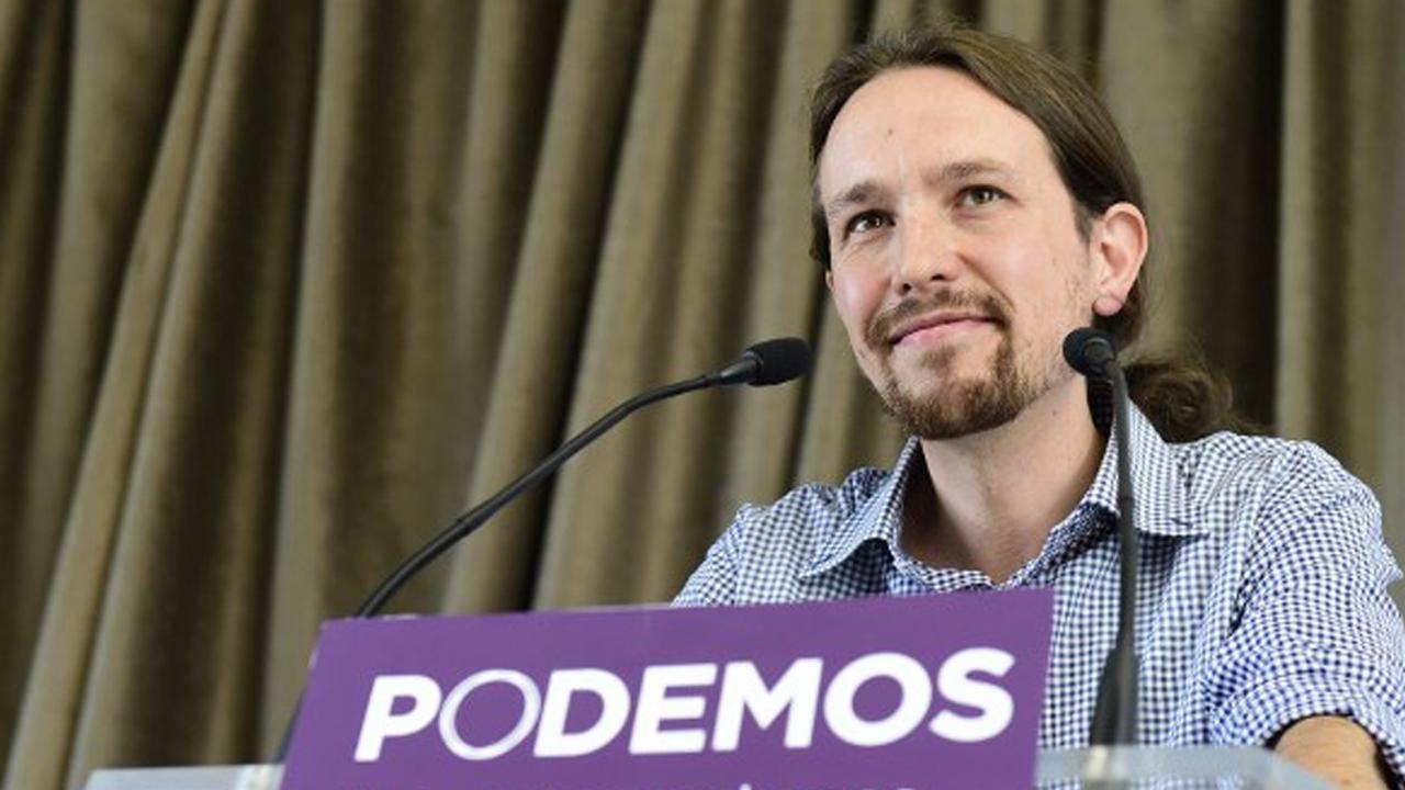 Pablo Iglesias, Parteivorsitzender der Protestpartei Podemos, bei einer Pressekonferenz.