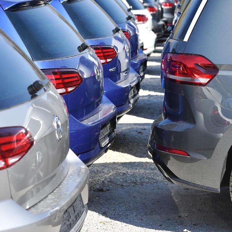 Volkswagen-Autos stehen auf Halde und warten auf Abnehmer. Wegen der Coronakrise bricht der Autoabsatz weltweit ein. 