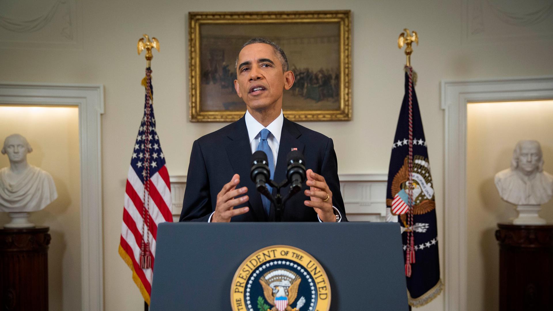 US-Präsident bei einer Ansprache im Weißen Haus am 17.12.2014 US-Präsident bei einer Ansprache im Weißen Haus am 17.12.2014