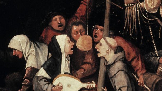 Hieronymus Bosch "Das Narrenschiff" Um 1450 - 1516. Öl auf Holz, 57,8 x 32,5 cm. Paris, Musee du Louvre. Hieronymus Bosch "Das Narrenschiff" Um 1450 - 1516. Öl auf Holz, 57,8 x 32,5 cm. Paris, Musee du Louvre.