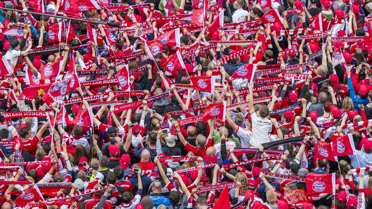 Fans des FC Bayern während der Meisterfeier 2015