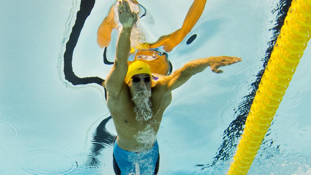 Der kanadische Schwimmer Santo Condorelli bei den Panamerikanischen Spielen über 100 Meter Freistil.