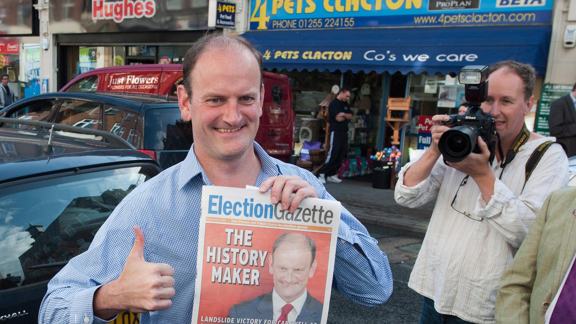 Douglas Carswell ist der erste UKIP-Abgeordnete im britischen Unterhaus. Douglas Carswell ist der erste UKIP-Abgeordnete im britischen Unterhaus.