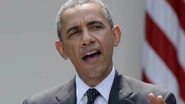US-Präsident Obama bei einer Rede im Rosengarten in Washington