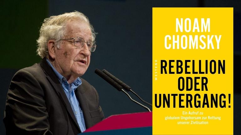 Hintergrund: Der Linguist und Philosoph Noam Chomsky sprach während seiner Teilnahme am Internationalen Forum für Empowerment und Gleichstellung in Buenos Aires, Argentinien, am 12. März 2015. Vordergrund: Buchcover Hintergrund: Der Linguist und Philosoph Noam Chomsky sprach während seiner Teilnahme am Internationalen Forum für Empowerment und Gleichstellung in Buenos Aires, Argentinien, am 12. März 2015. Vordergrund: Buchcover