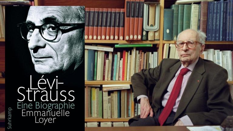 Der französische Anthropologe und Ethnologe Claude Lévi-Strauss am 8. Juni 2001 in Paris (Hintergrundbild). Buchcover (Vordergrundbild) Der französische Anthropologe und Ethnologe Claude Lévi-Strauss am 8. Juni 2001 in Paris (Hintergrundbild). Buchcover (Vordergrundbild)